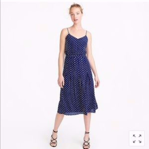 J. CREW Spaghetti-Strap Polka Dot Dress 100% Silk - Picture 4 of 7